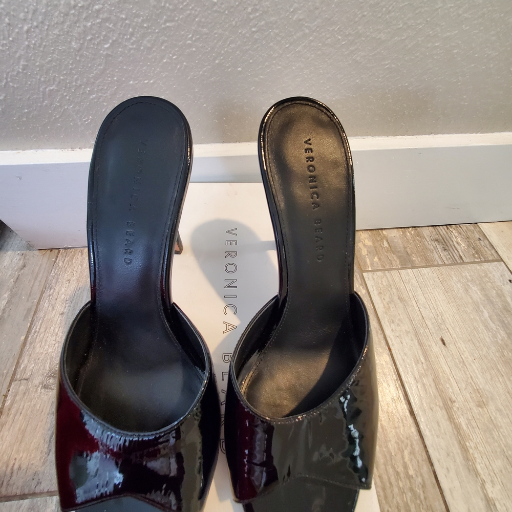 Veronica Beard Glossy Black Mules